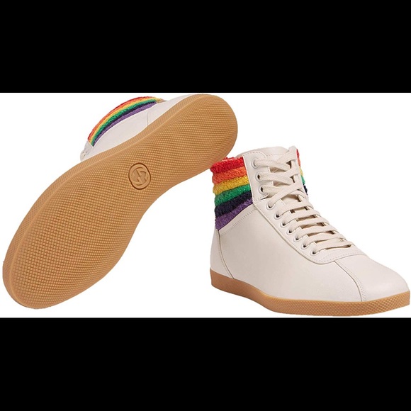 NEW $750 GUCCI RAINBOW COLLAR BAMBI HIGH TOP SHOES - Picture 3 of 5